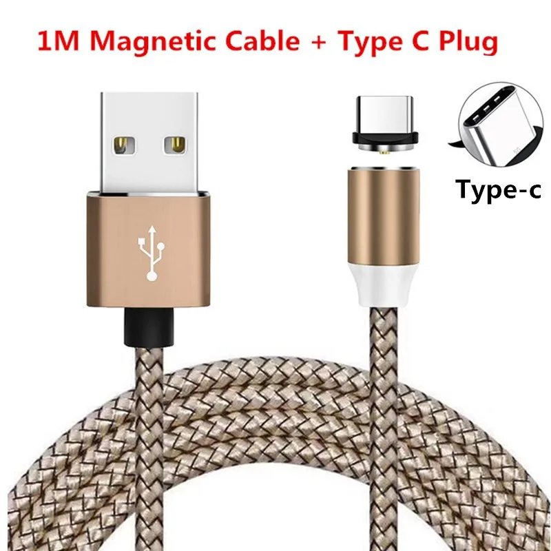 1 м Micro usb type C зарядный Магнитный USB кабель быстрое зарядное устройство для huawei p smart plus/Z honor 10i 20 y5 y6 y7 pro y9 prime - Цвет: For Type C Gold