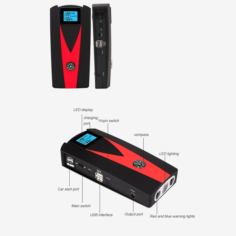 Автомобильный аккумулятор Аварийное переключение питания 12v 12000mAh Источник питания Входное резервное питание зарядка мобильное цифровое устройство SOS мигающий светильник