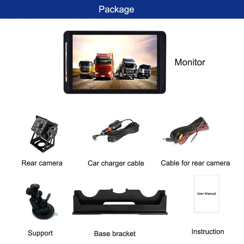 Dash камера HD 1024*600 7 дюймов Экран Фронтальная резервная камера резервная DVR Запись для грузового автобуса