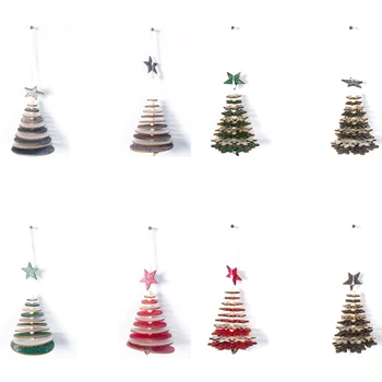 

8Pcs Wood Slices DIY Christmas Pendants Ornaments with Hang String Xmas Tree Pendants Home Party Decorations Kids Gift Hang Orna