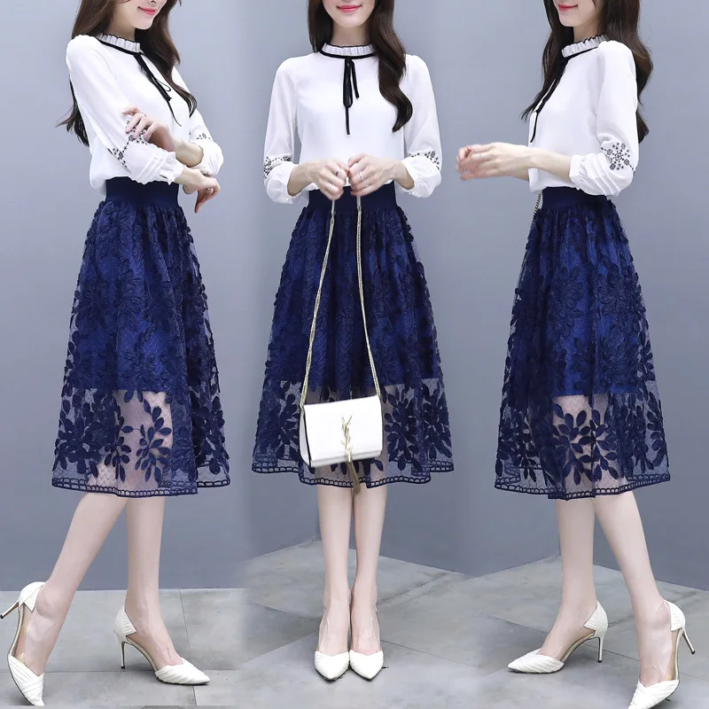 

2019 Spring Clothing New Style South Korea Debutante Elegant Graceful Scheming Skirt Sense of Design Slimming Two-Piece Set