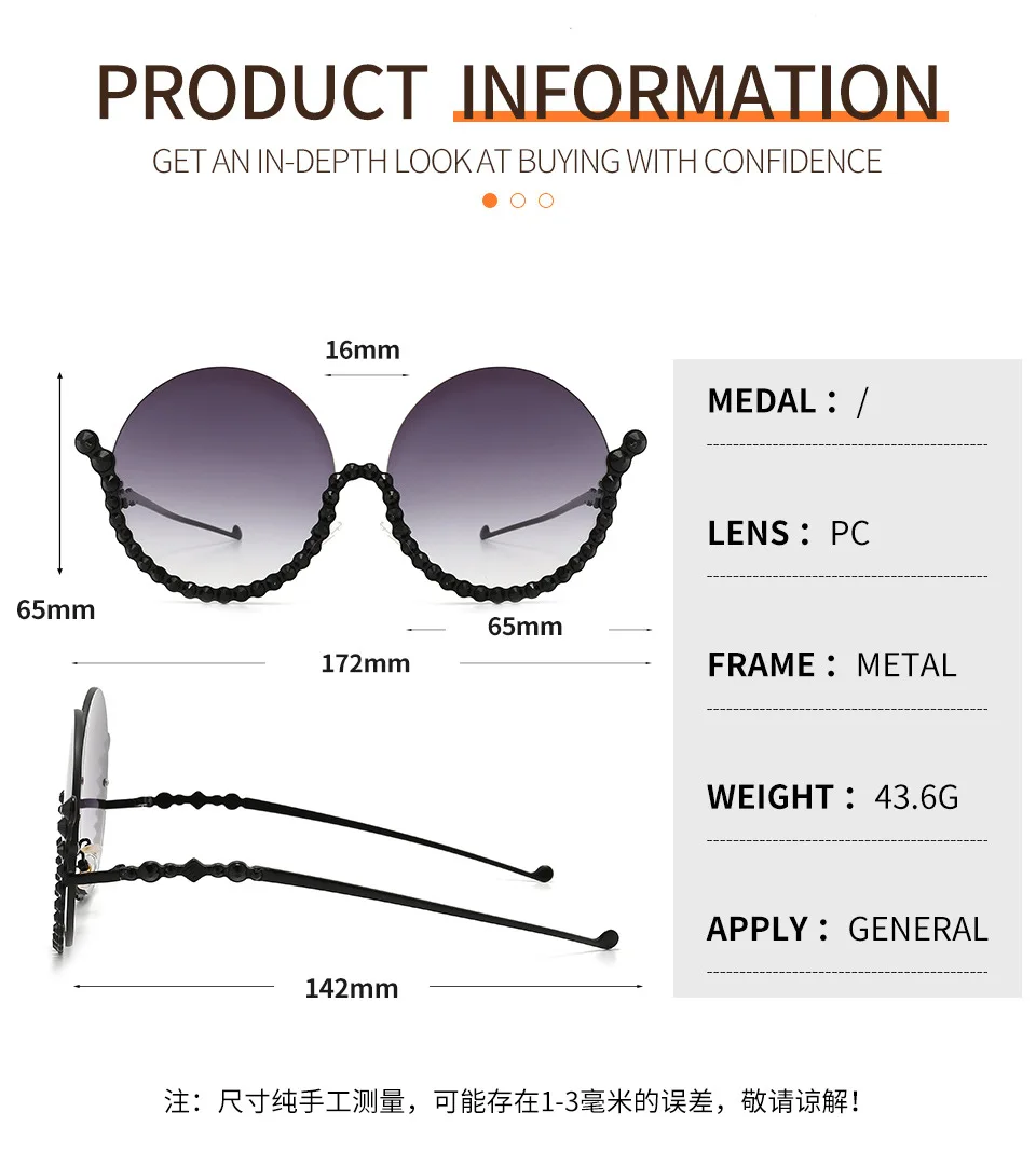 Luxus Runde Diamant Sonnenbrille Legierung Rimframe Kristall Shiny Sonnenbrille Weibliche Einzigartige Elegante Übergroßen Strass Shades UV400 – Detail 2