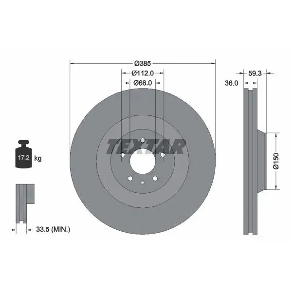 Диск тормозной передний Audi A8 03 TEXTAR 92184203