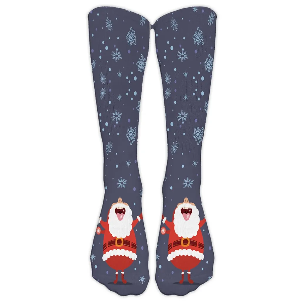 A JAYCOSIN Women Clothes Socks Work Business Socks Casual 3D Christmas Santa Elk Print Anti Slip Long Sports Socks Winter 1007 - Цвет: A