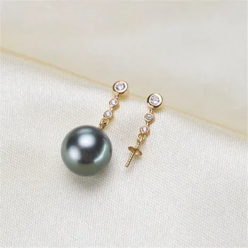 

G18K Gold Earring Hooks with Eyepin Bead Caps, Yellow Karat Gold Solid 18ct oro French Earwire Dangle Pearl Earrings