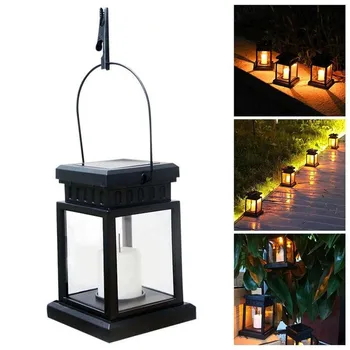 

Waterproof LED Solar Garden Light Flickering Flameless Candle Outdoor Lighting Hanging Smokeless Solar Lantern for Camping