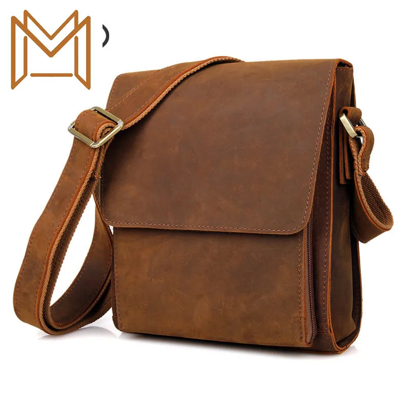 

Genuine Leather Male Package Crazy Horsehide Man Single Shoulder Package Cowhide Oblique Satchel