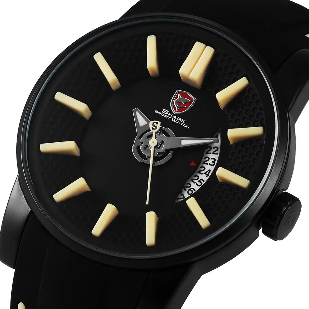 Серый риф акула спортивные часы черный 3D Специальный дизайнер лучший бренд класса люкс Дата силиконовый ремешок водонепроницаемые кварцевые мужские часы/SH477 - Цвет: Beige SH480
