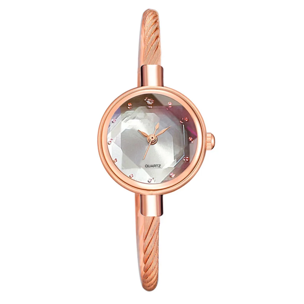 1 шт. новые женские часы браслет Золотые повседневные маленькие часы золотые геометрические стеклянные поверхности Красочные наручные часы женские кварцевые часы