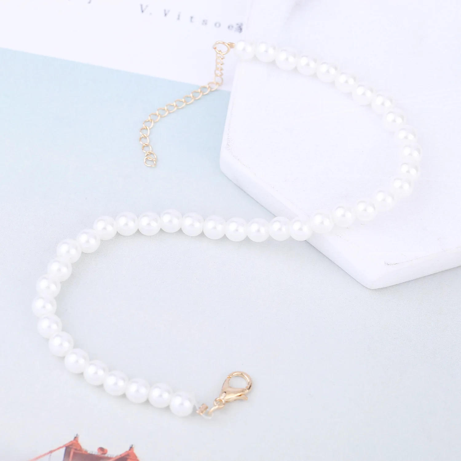

AliExpress Hot Selling Versatile Beaded Bracelet Pearl-Style Sue Elasticity Anklet Women's Summer EBay