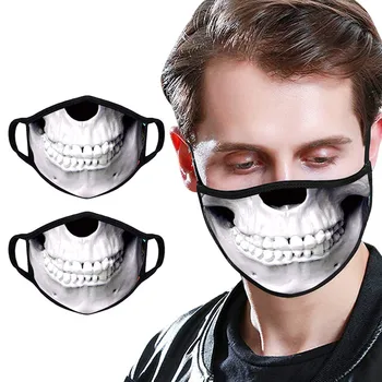 

2pcs Skull Print Masks Unisex Dustproof Windproof Washable Face Mask Outdoor Pollution Proof Reusable Fabric Mask Mascarillas#Y5