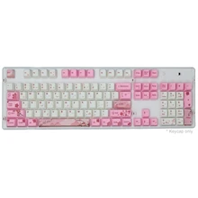 104 Key Korean Russian Backlit Keycap OEM Profile Keycaps For Cherry MX Keyboard Pink Sakura Design Suitable For Girls