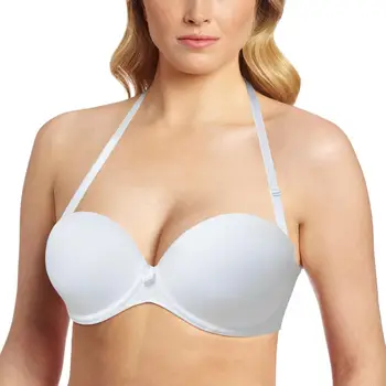 

Vgplay White Bra Padded Push Up Lingerie Adjusted-straps Underwire Plunge Underwear Solid Non-slip Bra For Women