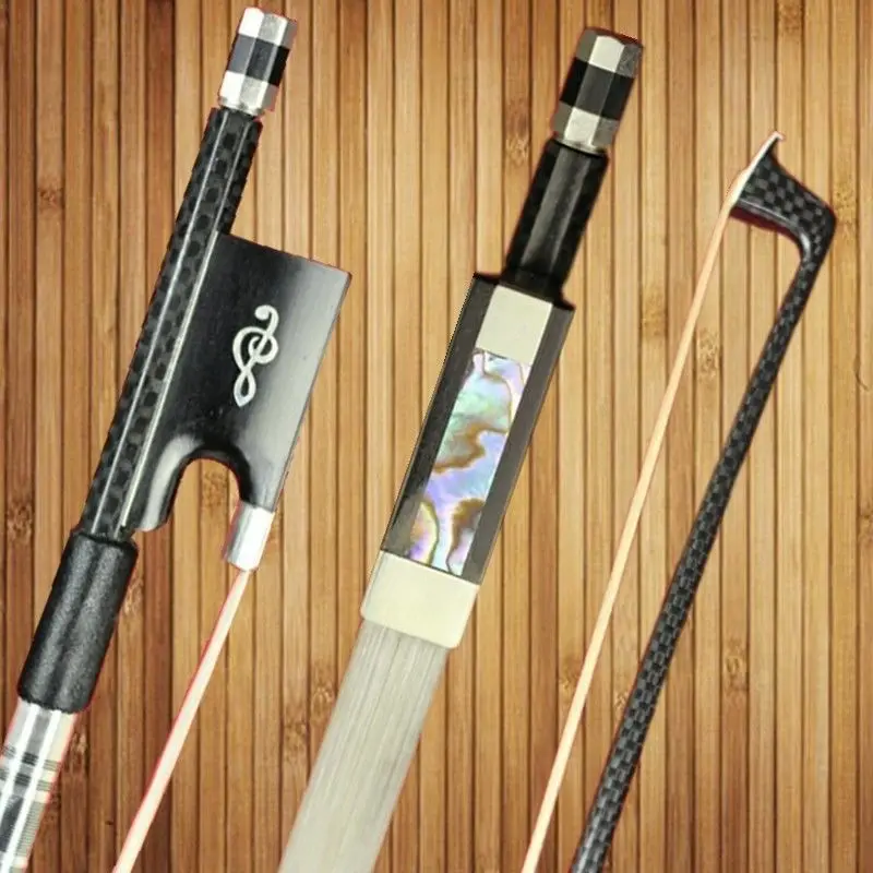 

1pc PRO New light carbon fiber 4/4 violin bow nickel silver parts white hair