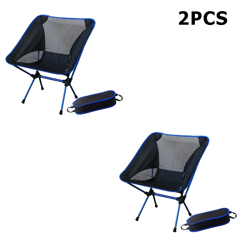 2PCS blue Портативный походный пляжный стул светильник вес складной Рыбалка Открытый ультра светильник оранжевый красный темно-синий пляжные стулья - Цвет: 2PCS blue
