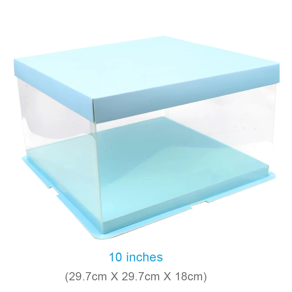 NICEYARD прозрачная подарочная коробка для кексов с прозрачным квадратным коробки для тортов и пирожных Свадебная вечеринка торт, 1 шт. в партии, 6/8/10 дюймов PET конфеты коробки для тортов и пирожных - Цвет: 10 inch single layer