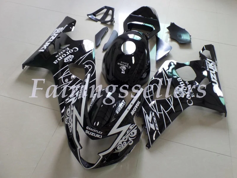 

New ABS Plastic Fairings Kit Fit For Suzuki GSXR600 GSXR750 GSX-R600 R750 K4 2004 2005 Injection Mold black white