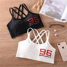 Женский спортивный бюстгальтер с буквенным принтом, свободный размер, красивый топ для занятий йогой, тренировочная одежда для активного отдыха, черный, белый топ для девочек, Sujetadores Deportivos Mujer