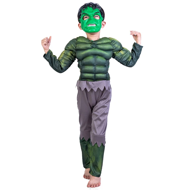 Новогодний карнавальный костюм зеленого цвета «Невероятный Халк», костюм Мстителей на Хэллоуин для детей, маскарадный костюм для мальчиков