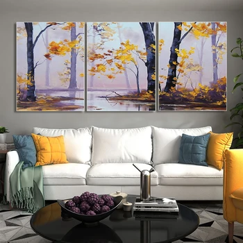 

3 Panel Abstract Forest Posters and Prints Canvas Paintings Calligraphy Modern Nordic Wall Art Pictures Living Room Decoration