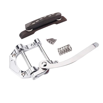 

Jazz Guitar Bridge Rosewood Guitar Vibrato Tailpiece Tremolo Chrome For 6 String Archtop Jazz Guitar (Silver)