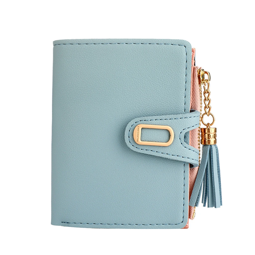 Women Wallets Small Fashion Lovely  Leather Purse Hasp Ladies Card Bag Elegant Solid Color Clutch Zip Female Handbag Clip 819