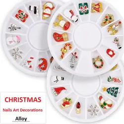 Рождественские блестящие стазы для ногтей сплава Алмазный Снеговик Снег дерево силуэт коробка, колесо фестиваль лак для ногтей аксессуары