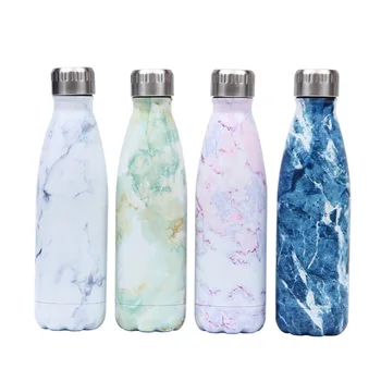 

Design Marble Water Bottle BPA Free Insulated Cool Cup Coffee Thermos Bottle Flask Shaker Gym Sport Stainless Steel Drink Bottle