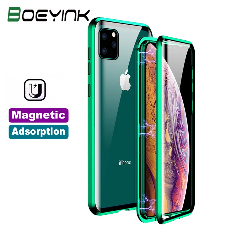 

Front + Back 360 Full Magnetic Case For iPhone 11 Pro Max Protective Tempered Glass Cover for iPhone11 Pro Max XS Max XR X XS