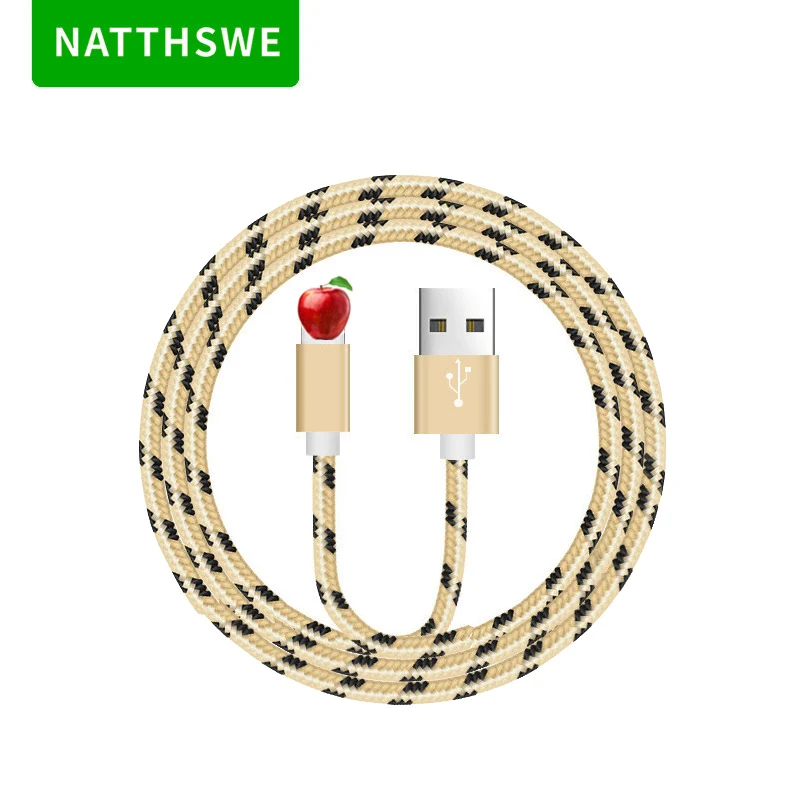 NATTHSWE Tiger кожа плетение USB кабель для передачи данных Быстрая зарядка линия iPhone X 8