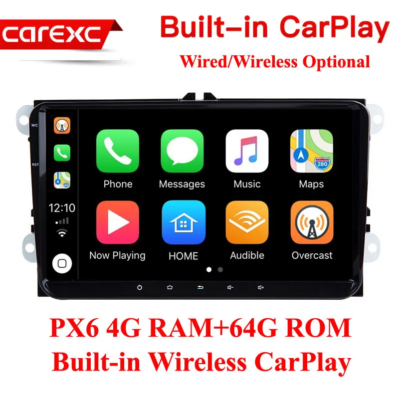 CarExc 2-Din Автомобильный мультимедийный плеер Поддержка беспроводной CarPlay Android 9,0 Авторадио для Фольксваген Поло ПАССАТ Гольф Джетта - Цвет: PX6 64G ROM