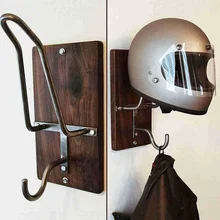 Wand-Montiert Lagerung Halter Holz Motorrad Helm Rack Jacke Tuch Haken Helm Lagerung Haken Schlüssel Lagerung Organizer Kleidung Rack