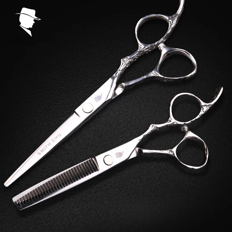 6,0 дюймов профессиональные японские 440c серебряные Парикмахерские ножницы набор сливы ручка обе руки использование с винтом для парикмахера или домашнего использования