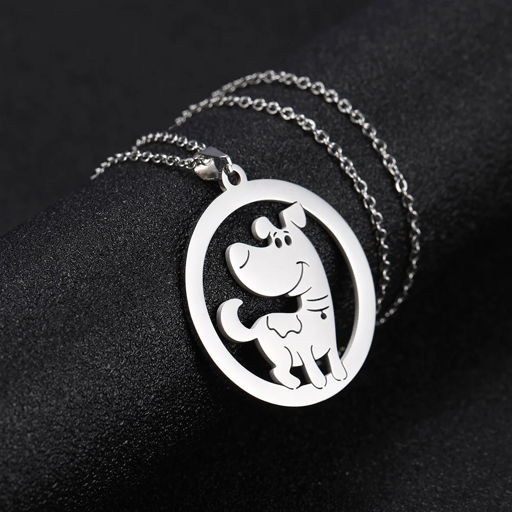 Dog Silver 2 Myshape 316L нержавеющая сталь собака свинья лиса птица Панда Сова Drangon кошка носорог коала мать Животное подвеска, золотая цепочка - Окраска металла: Dog Silver 2