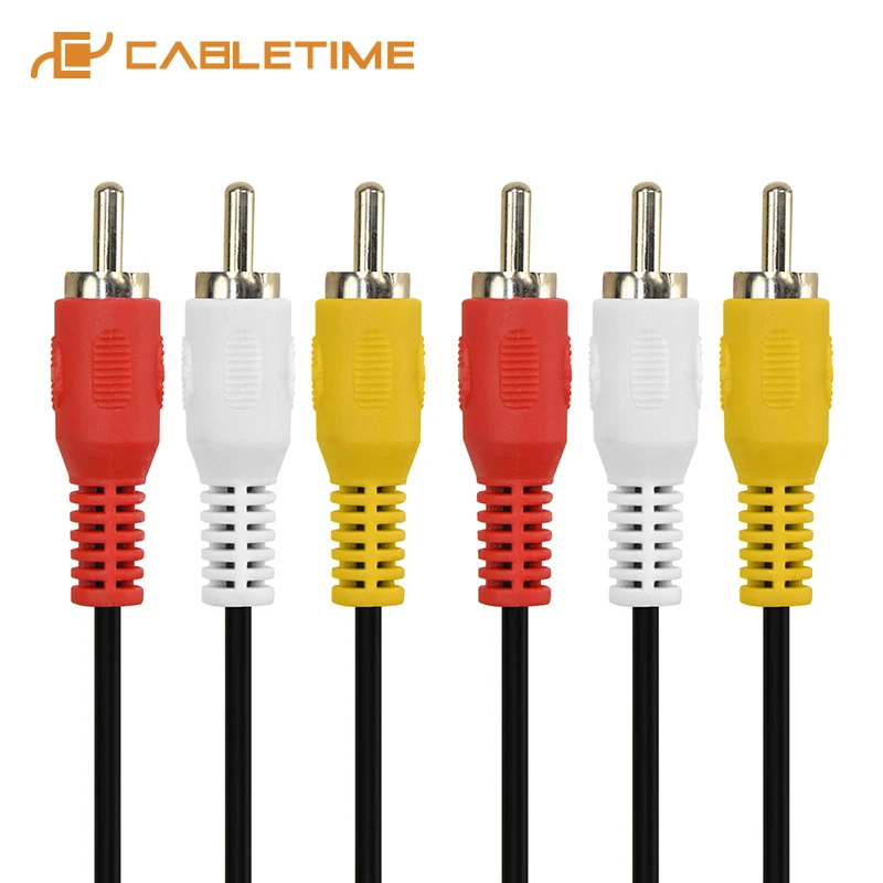 Cabletime 3 RCA AV кабель штекер-штекер аудио видео для DVD VCD ТВ телеприставки усилитель