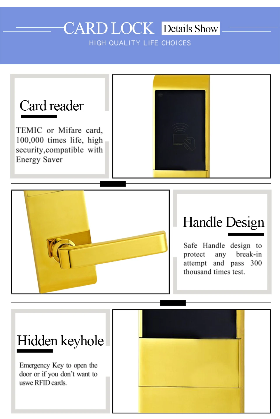 Hot Sale popular Electronic Hotel management System Swipe RFID Card unlock Smart Door Lock for appartment hotel