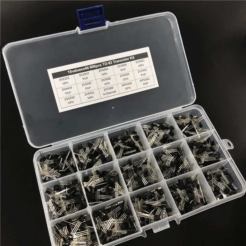 Cena 15 wartości x40 600 sztuk, aby tranzystor TO 92 asortyment wybrane elementy 2N2222 2N3904 2N3906 2N5088 2N5089 2N7000 MPSA42 MPSA92 itp