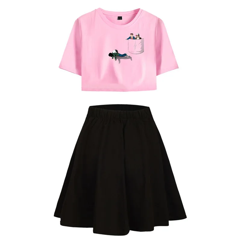 Cosrea TV Stranger Things Dustin Cosplay costume women Suit skirt Summer girl T-Shirt blouse long skirt Eleven Cosplay dress