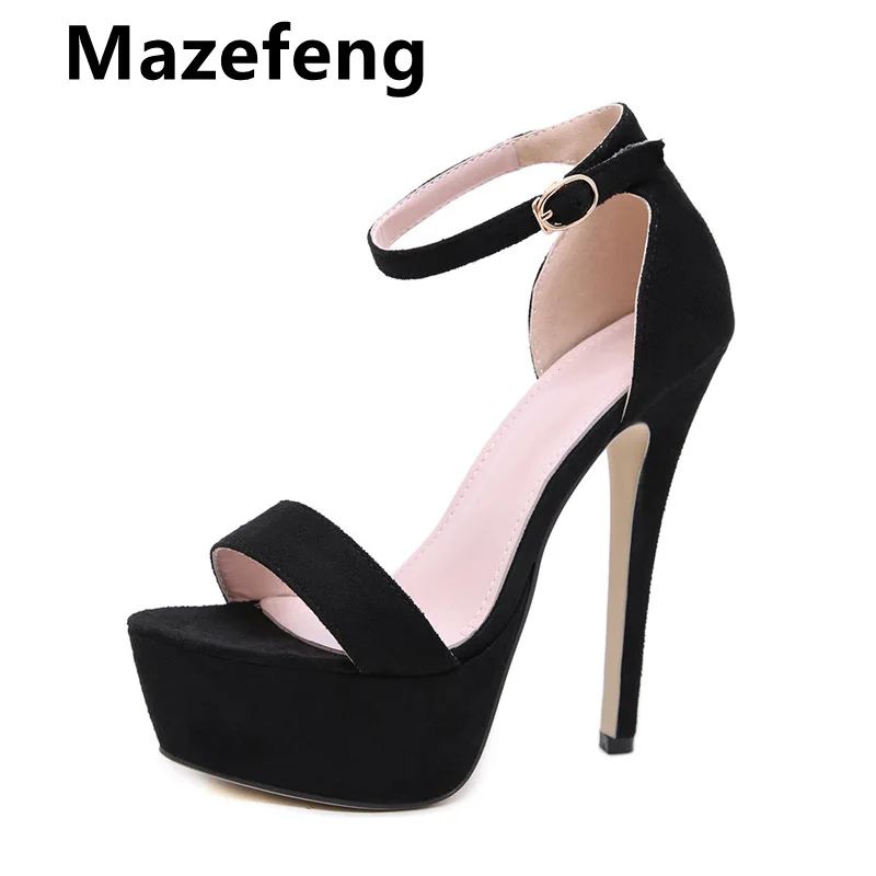 

2019 NEW 14.5CM Platform High Heels Sandals Summer Sexy Ankle Strap Open Toe Gladiator Party Dress Women Shoes Size 4-9