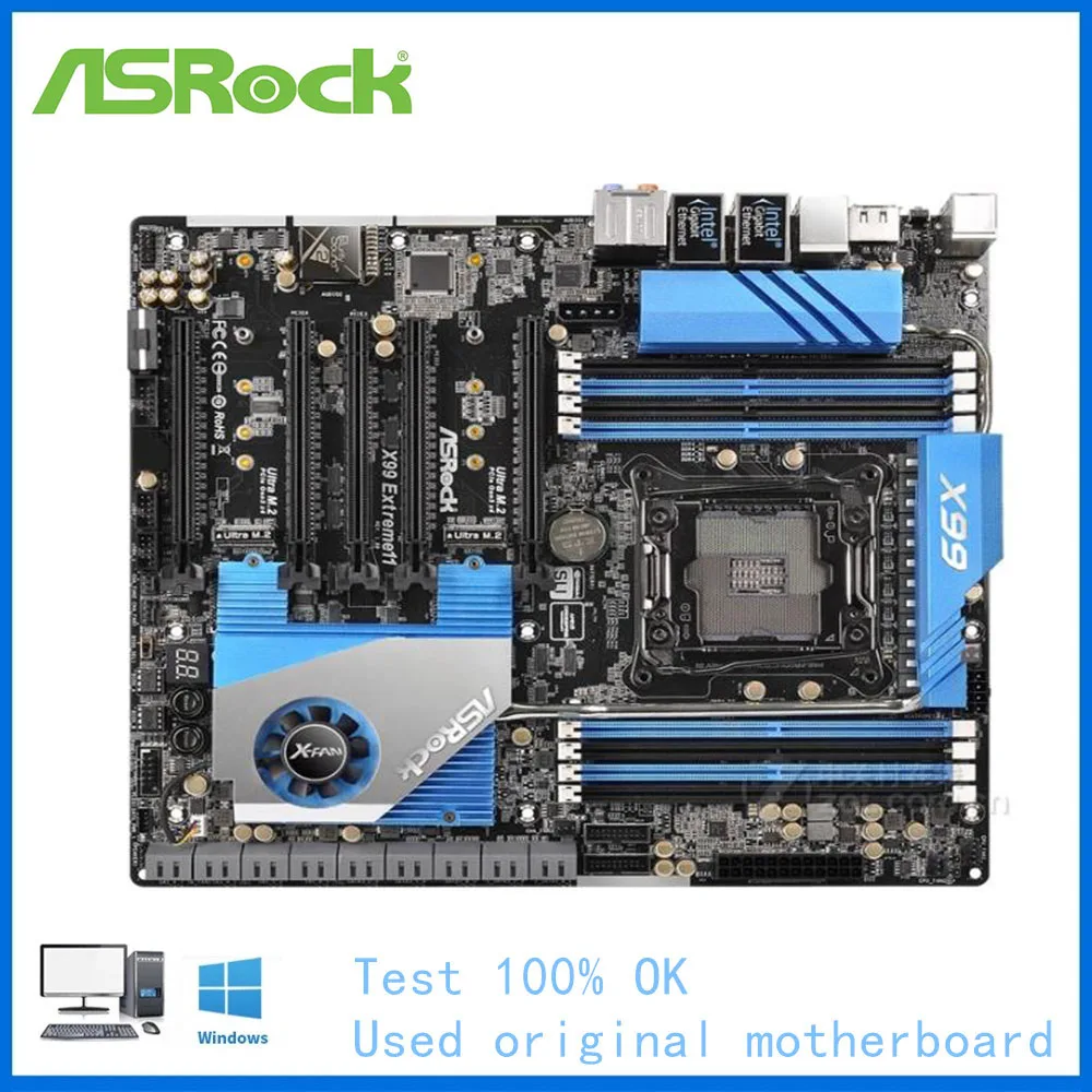 

For ASRock X99 EXTREME11 Motherboard LGA 2011 V3 2011-3 For Intel X99 DDR4 Used Desktop Mainboard USB3.0 E5 2670 2680