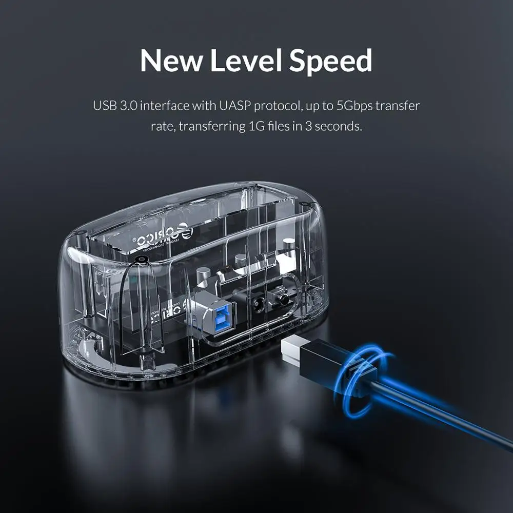 Док станция ORICO прозрачная для жестких дискоТБ 2 5/3 5 дюйма sata на usb 3 0|docking station sata|drive