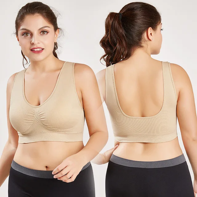 Plus Size Sports Bra For Women Gym Anti-Bacterial Tupe Crop Tank Top Push Up Underwear Fitness Bralette Without Pad Brasier 3