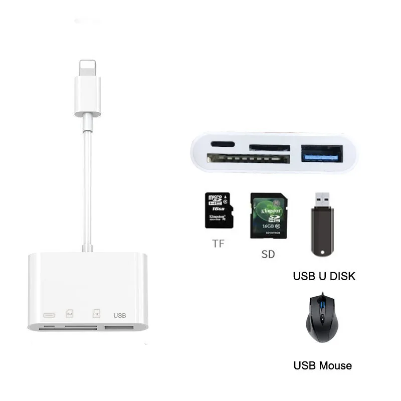 IOS 13 Телефон SD TF считыватель карт памяти USB мышь U флэш-диск OTG адаптер для IPhone 11 Pro X XS MAX XR 6 7 8 Plus IPad