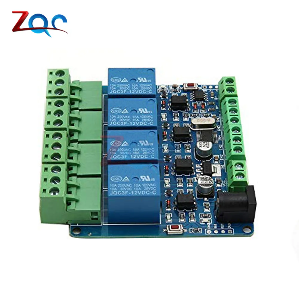 Modbus Rtu 4 канала 12 В релейный модуль переключатель вход/выход RS485/ttl реле интерфейса связи 4 индикатор реле доска