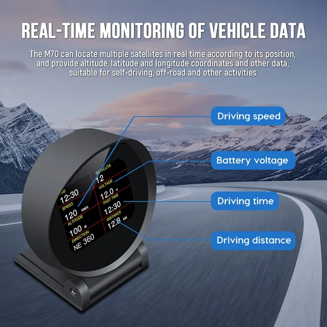 MRCARTOOL M70 Car Intelligent Inclinometer Dual-Channel GPS Compass Speedometer Hud Display Gauge Auto Off-road Slope Alarm Mete 6
