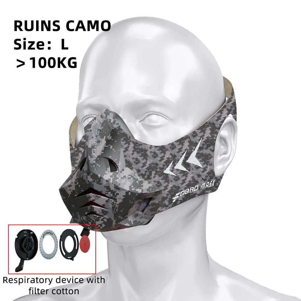 Camouflage L FDBRO Спортивная тренировочная маска для бега, фитнеса, тренажерного зала, тренировок, велоспорта, высотных тренировок, кондиционерные спортивные маски - Цвет: Camouflage L