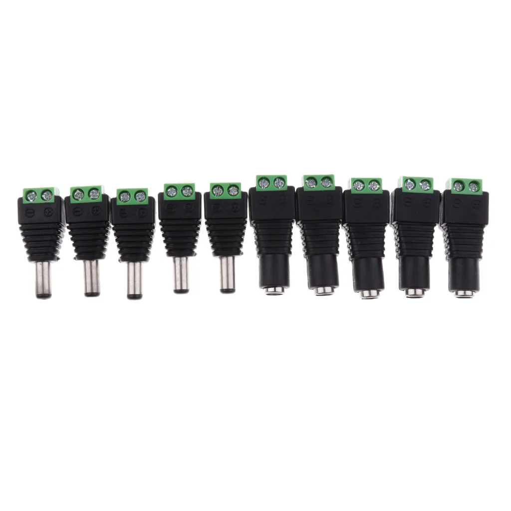 Great Performance 10pcs 12V Male Female 2.1x5.5mm DC Power Plug Jack Adapter