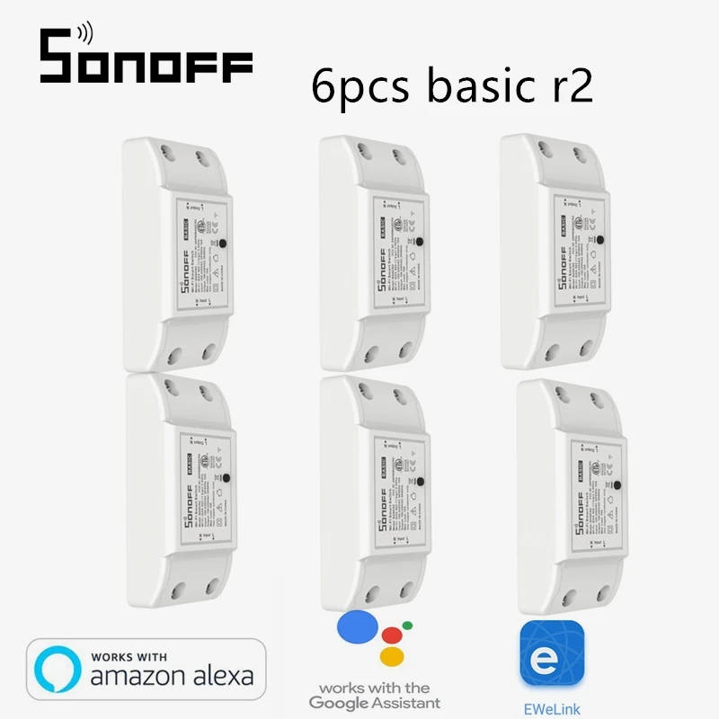 6 шт. Sonoff BasicR2 WiFi беспроводной умный пульт дистанционного включения/выключения