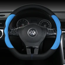 

D Shape Leather Car Steering Wheel Cover Four Seasons Steering Wheel Hubs for VW GOLF 7 8 2015 POLO JATTA Interior Accessories