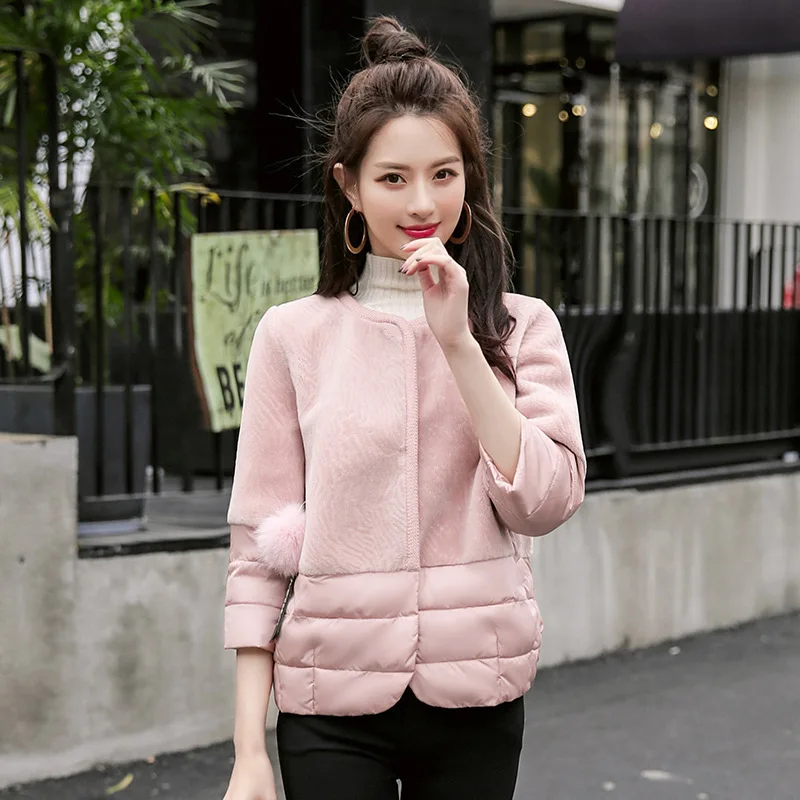 

Cotton-padded Clothes Women's Short 2019 Winter New Style Korean-style Versatile Fur Coat Joint Embroidery Cotton Coat Small Cot